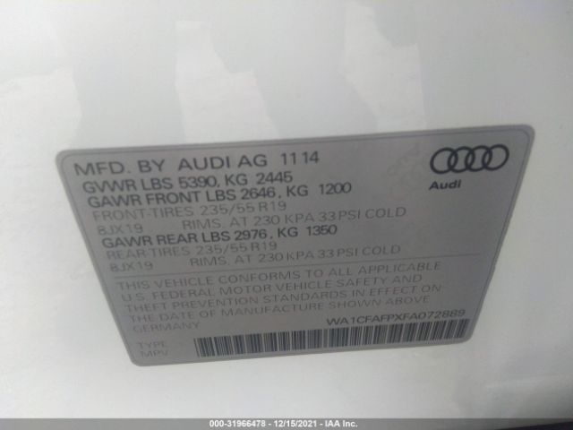 Photo 8 VIN: WA1CFAFPXFA072889 - AUDI Q5 