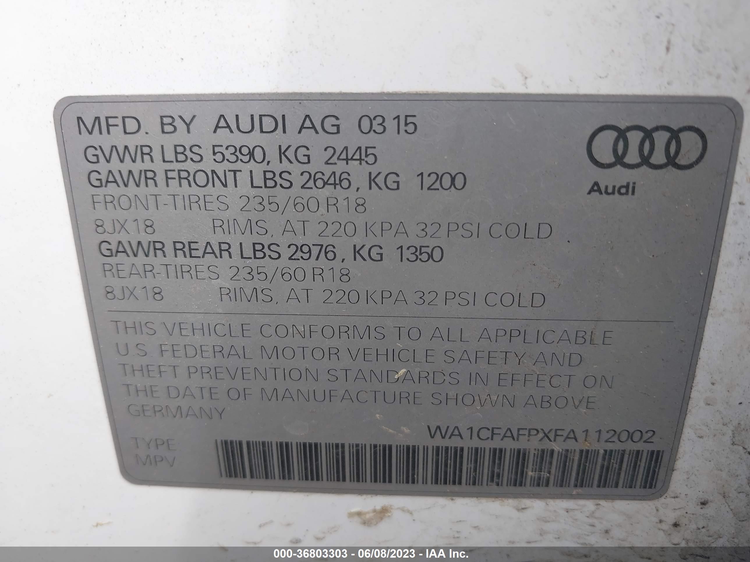 Photo 8 VIN: WA1CFAFPXFA112002 - AUDI Q5 