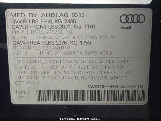 Photo 8 VIN: WA1CFBFP4DA083213 - AUDI Q5 