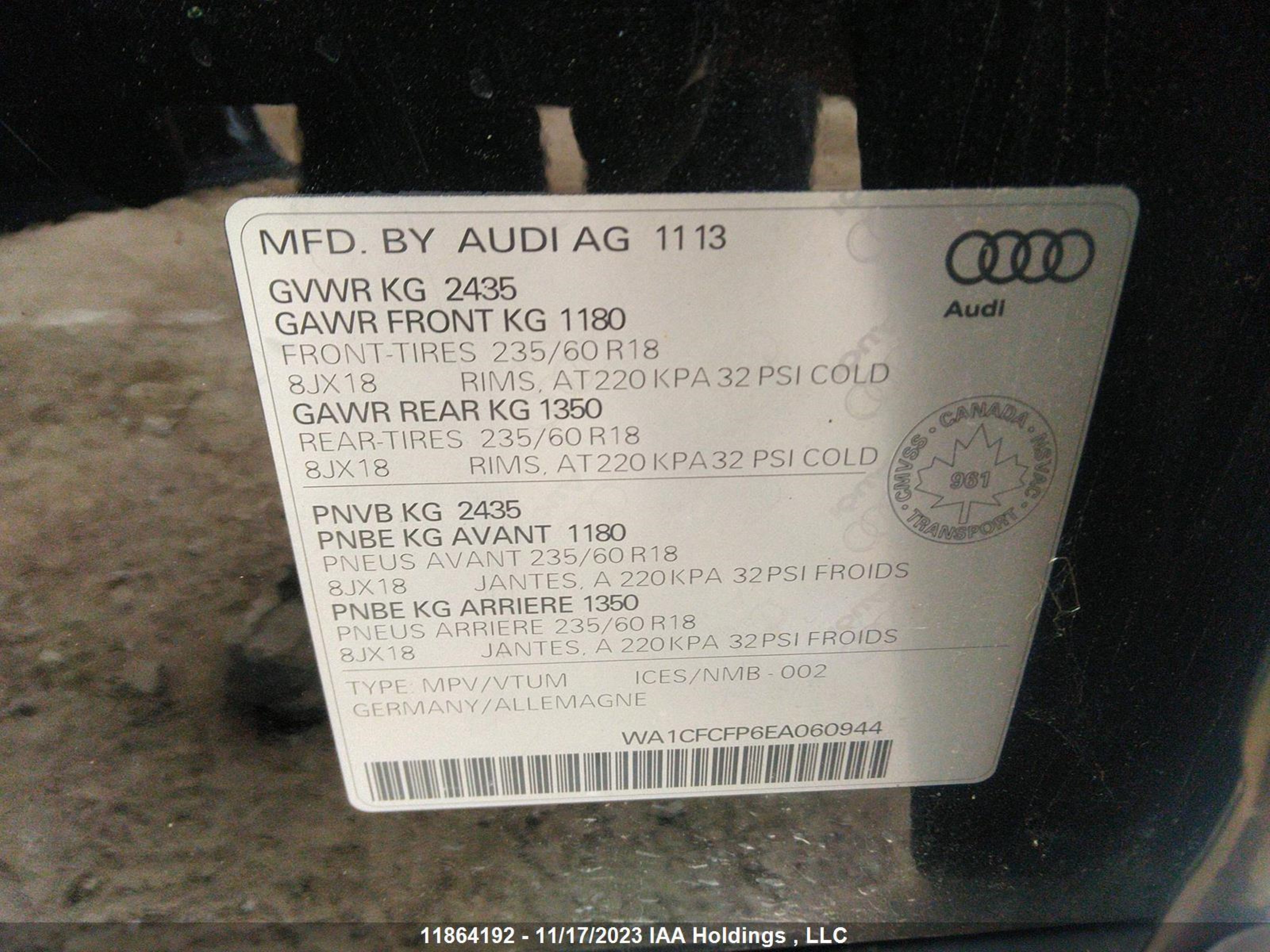 Photo 8 VIN: WA1CFCFP6EA060944 - AUDI Q5 