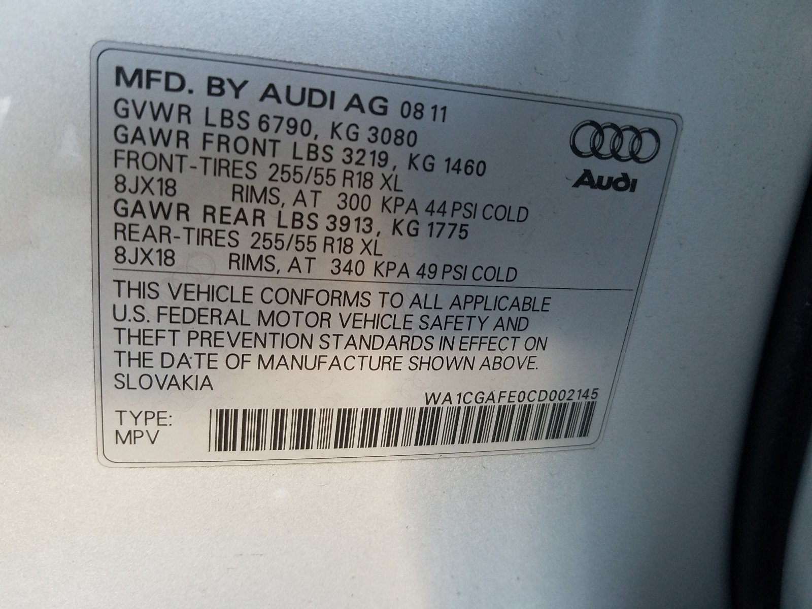 Photo 9 VIN: WA1CGAFE0CD002145 - AUDI Q7 PREMIUM 