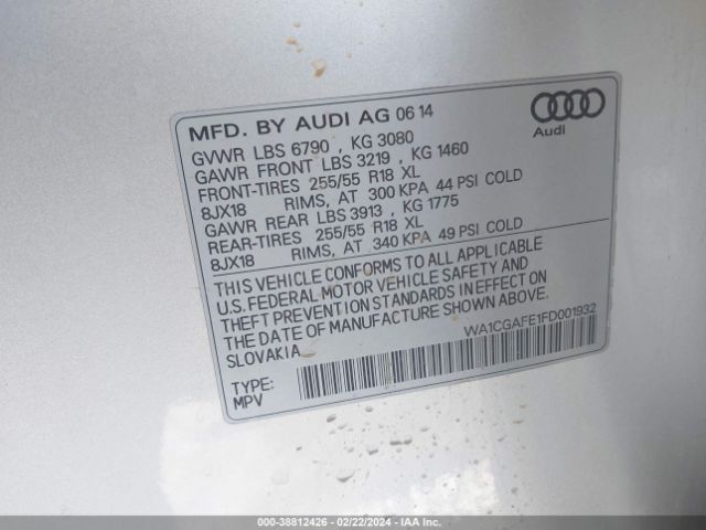 Photo 8 VIN: WA1CGAFE1FD001932 - AUDI Q7 