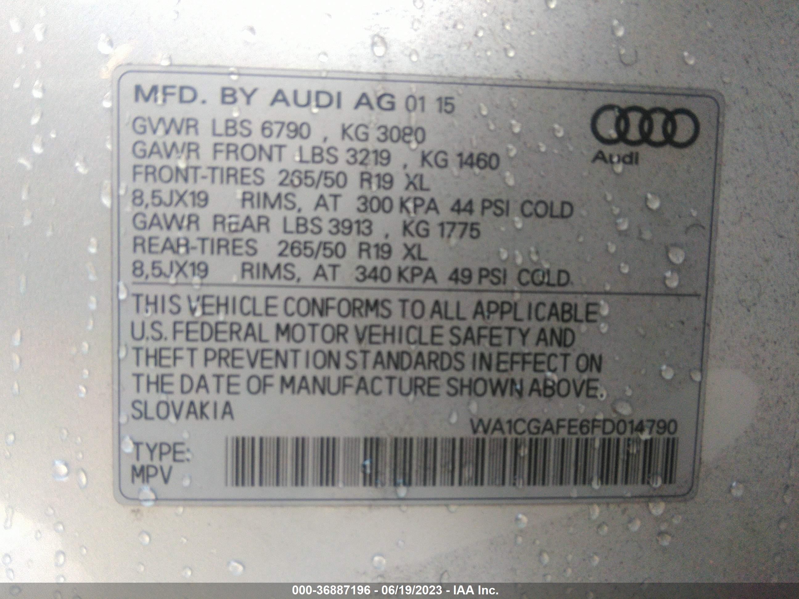 Photo 8 VIN: WA1CGAFE6FD014790 - AUDI Q7 