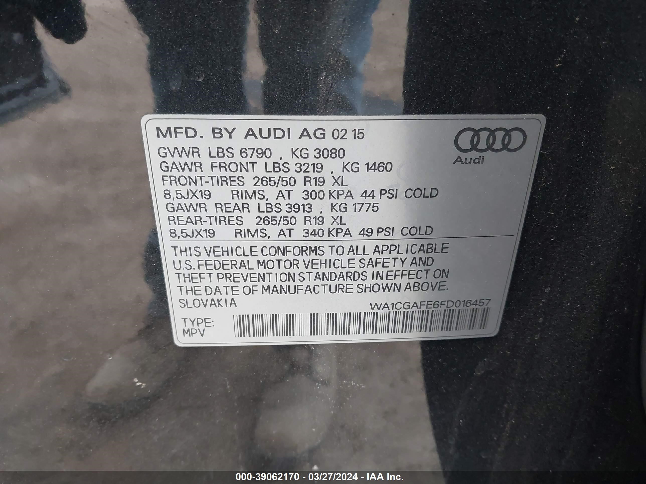 Photo 8 VIN: WA1CGAFE6FD016457 - AUDI Q7 