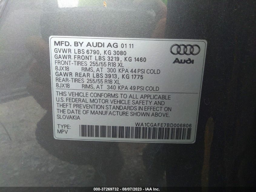 Photo 8 VIN: WA1CGAFE7BD006806 - AUDI Q7 