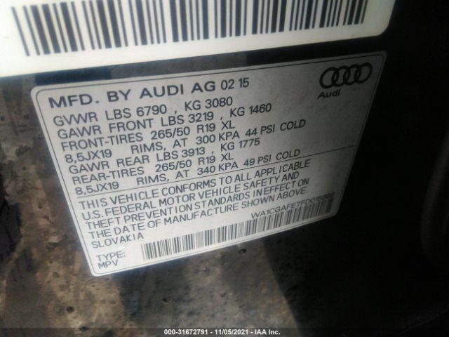 Photo 8 VIN: WA1CGAFE7FD015866 - AUDI Q7 