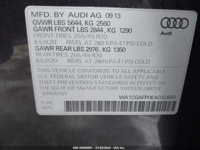 Photo 8 VIN: WA1CGAFP0EA032865 - AUDI SQ5 