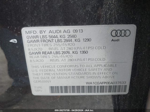 Photo 8 VIN: WA1CGAFP0EA037533 - AUDI SQ5 