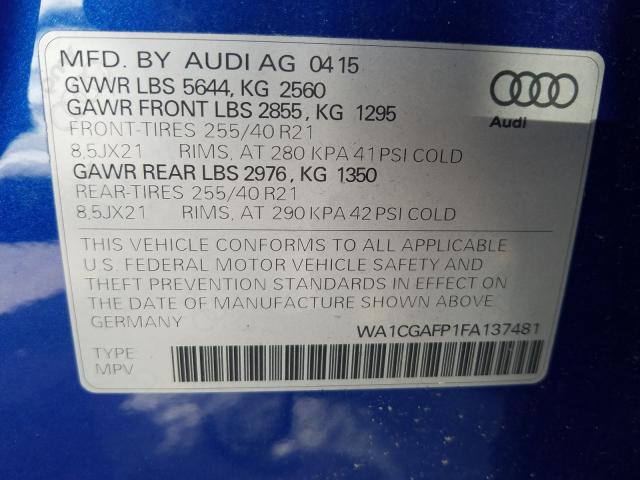 Photo 9 VIN: WA1CGAFP1FA137481 - AUDI SQ5 PREMIU 