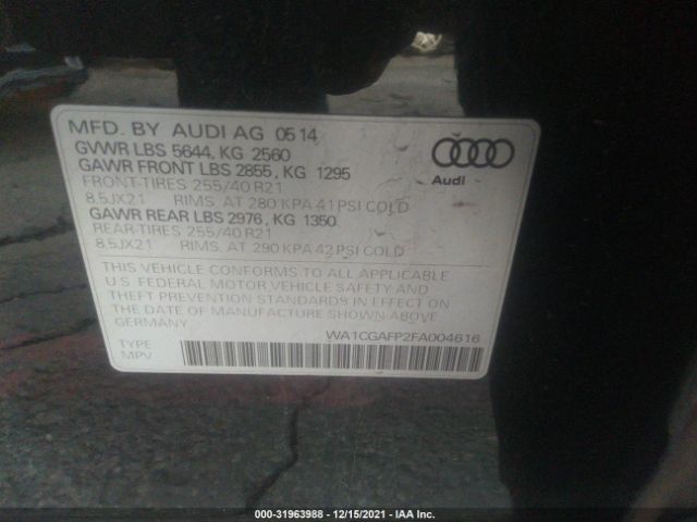 Photo 8 VIN: WA1CGAFP2FA004616 - AUDI SQ5 