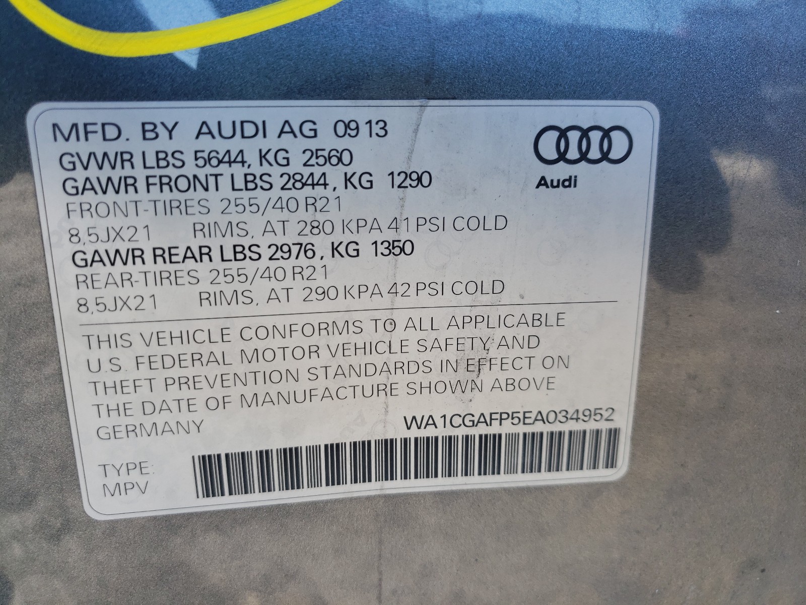 Photo 9 VIN: WA1CGAFP5EA034952 - AUDI SQ5 PREMIU 