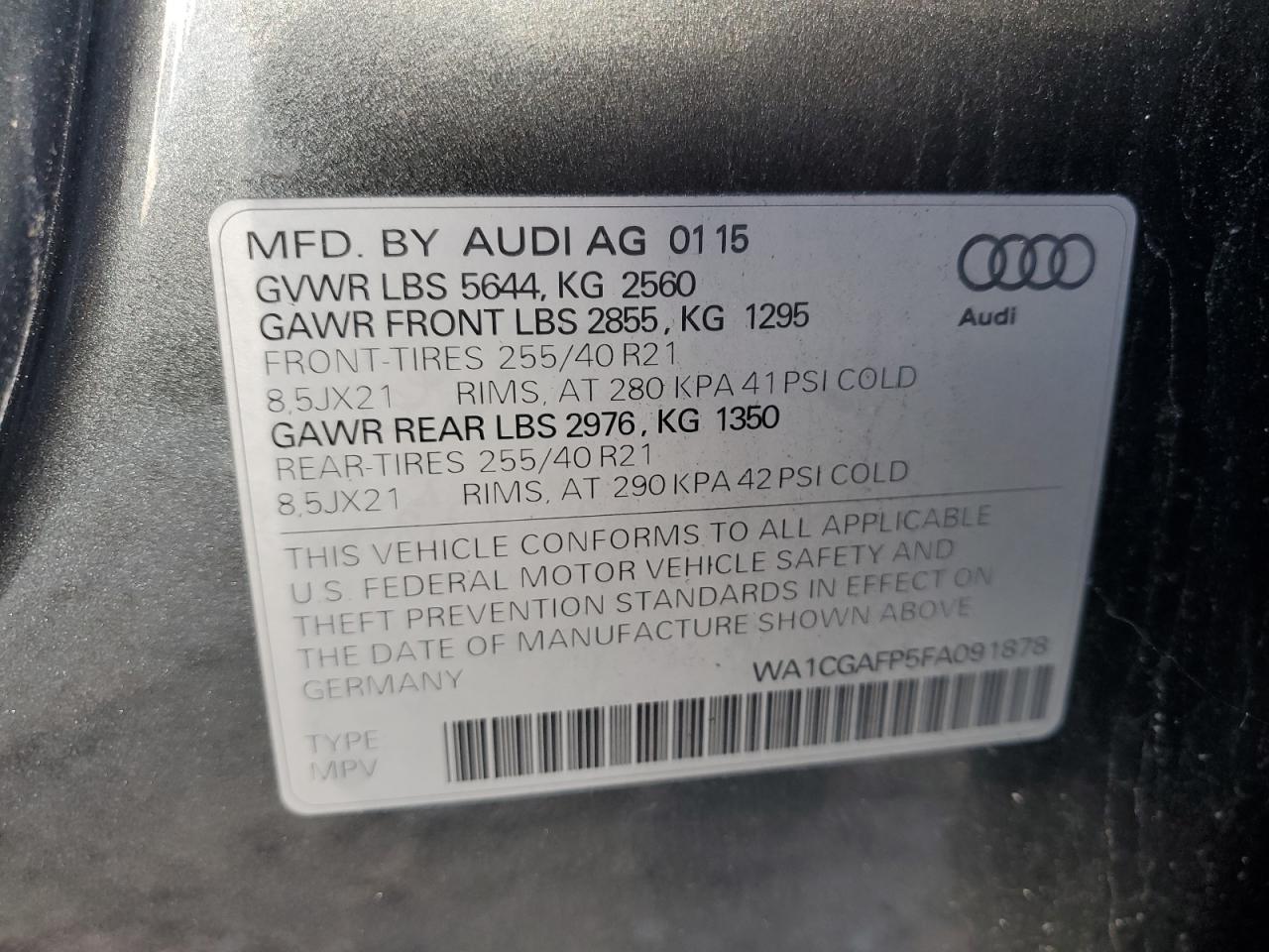 Photo 11 VIN: WA1CGAFP5FA091878 - AUDI SQ5 