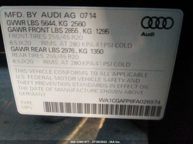 Photo 8 VIN: WA1CGAFP6FA026974 - AUDI SQ5 