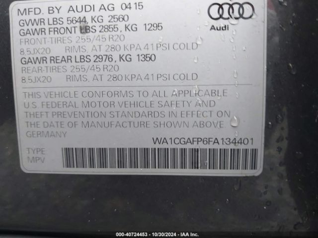 Photo 8 VIN: WA1CGAFP6FA134401 - AUDI SQ5 