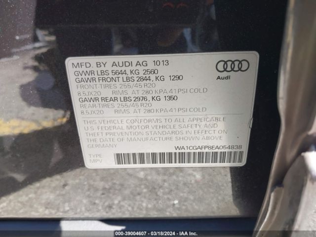 Photo 8 VIN: WA1CGAFP8EA054838 - AUDI SQ5 