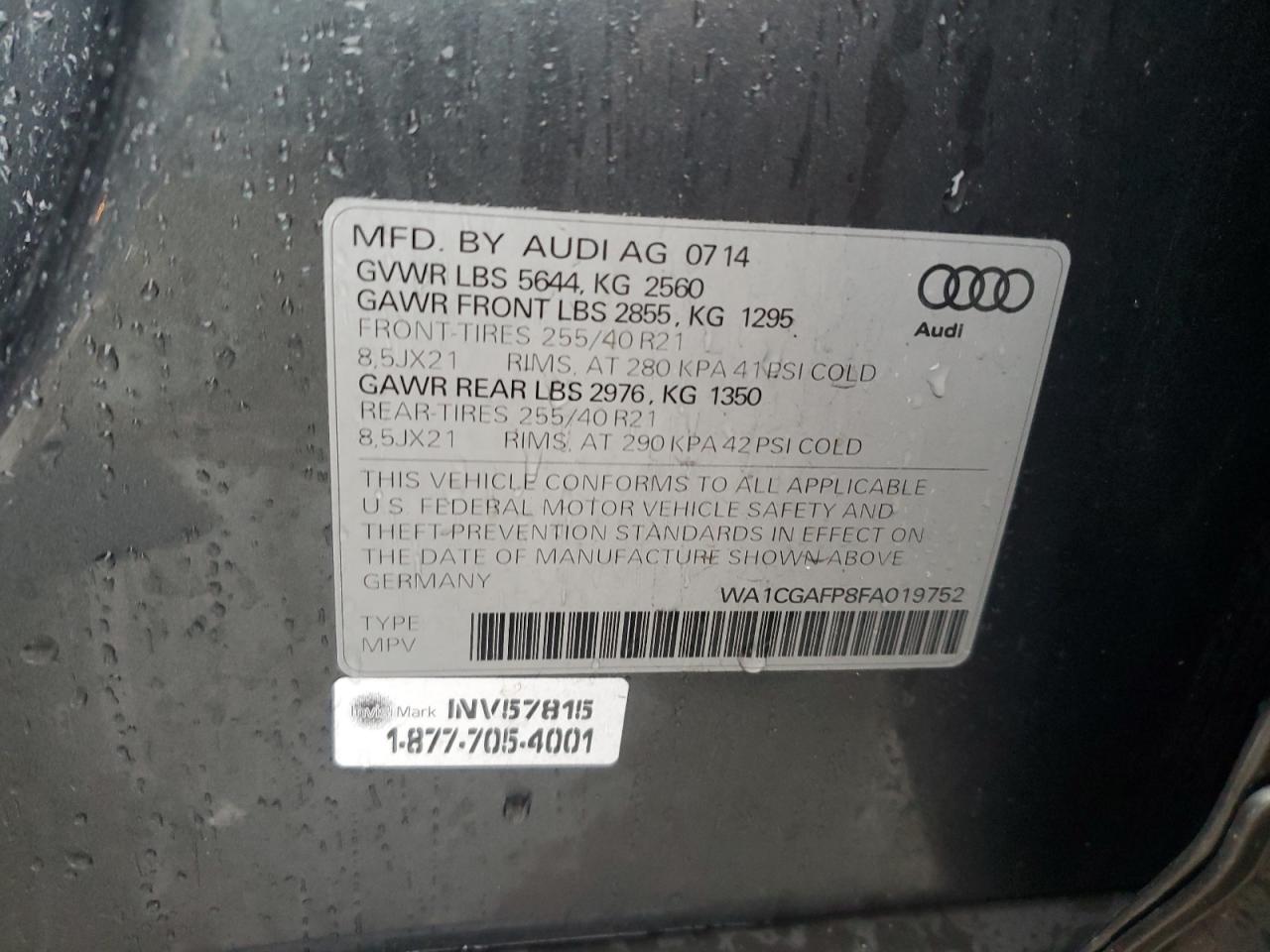 Photo 12 VIN: WA1CGAFP8FA019752 - AUDI SQ5 