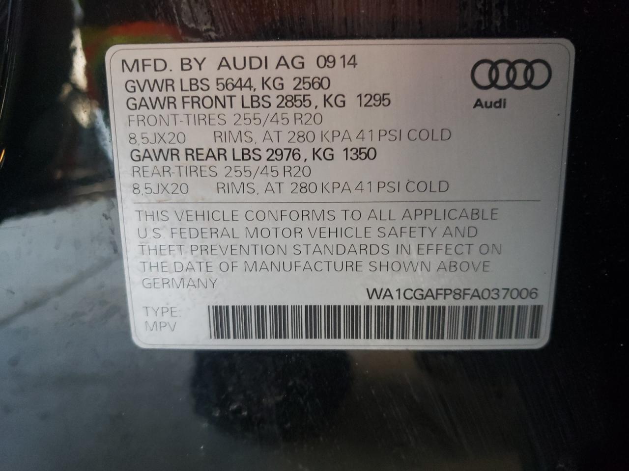 Photo 12 VIN: WA1CGAFP8FA037006 - AUDI SQ5 