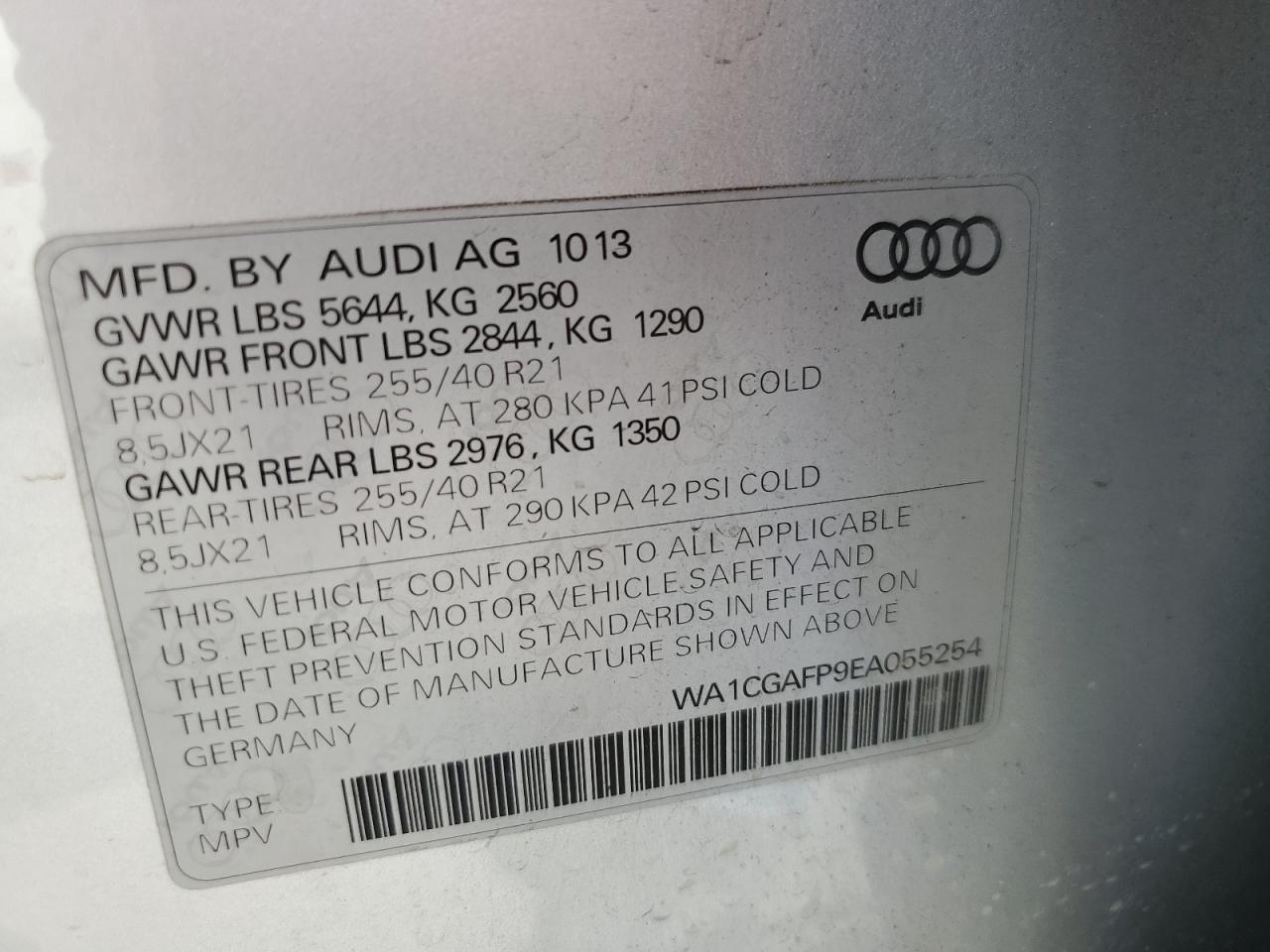 Photo 12 VIN: WA1CGAFP9EA055254 - AUDI SQ5 