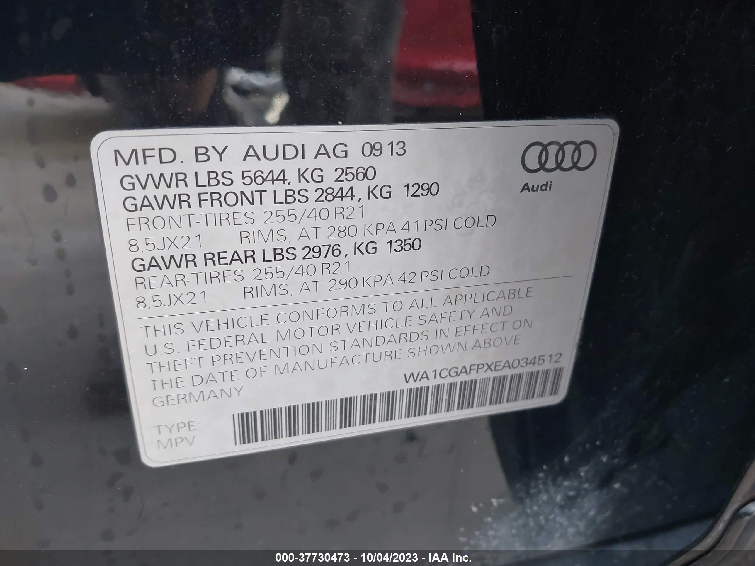 Photo 8 VIN: WA1CGAFPXEA034512 - AUDI SQ5 