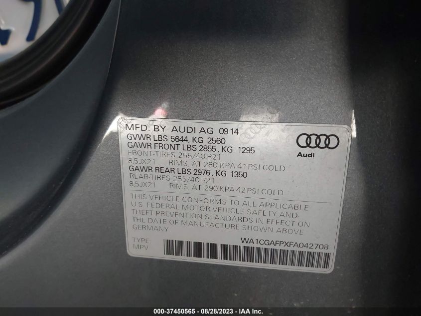 Photo 8 VIN: WA1CGAFPXFA042708 - AUDI SQ5 