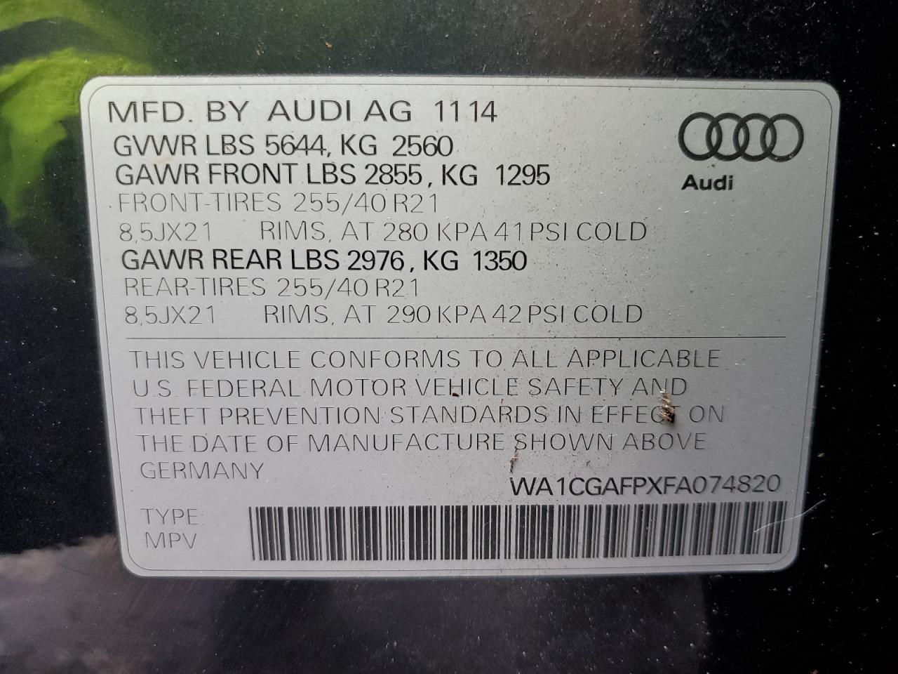 Photo 11 VIN: WA1CGAFPXFA074820 - AUDI SQ5 