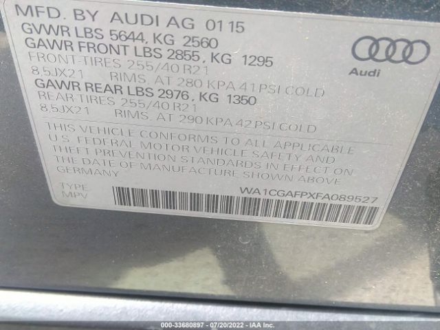 Photo 8 VIN: WA1CGAFPXFA089527 - AUDI SQ5 