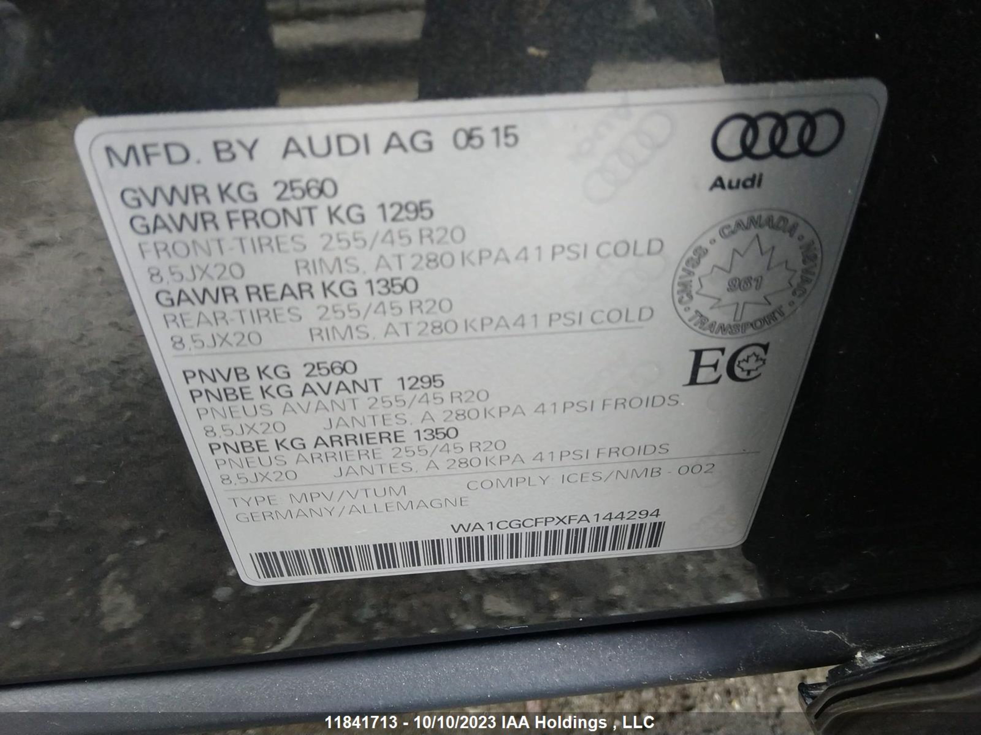 Photo 8 VIN: WA1CGCFPXFA144294 - AUDI SQ5 