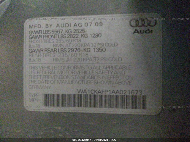 Photo 8 VIN: WA1CKAFP1AA021673 - AUDI Q5 