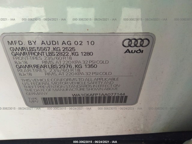 Photo 8 VIN: WA1CKAFP1AA077144 - AUDI Q5 