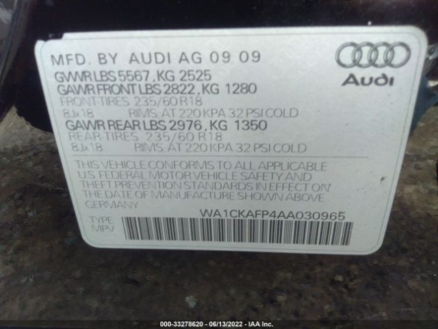 Photo 8 VIN: WA1CKAFP4AA030965 - AUDI Q5 