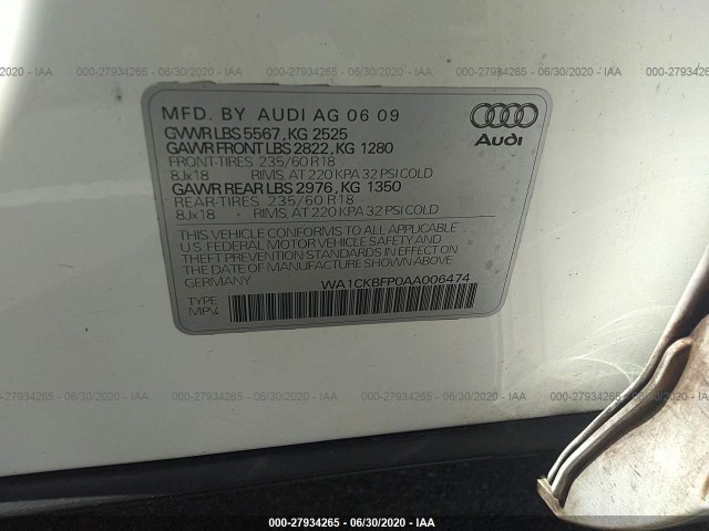 Photo 8 VIN: WA1CKBFP0AA006474 - AUDI Q5 