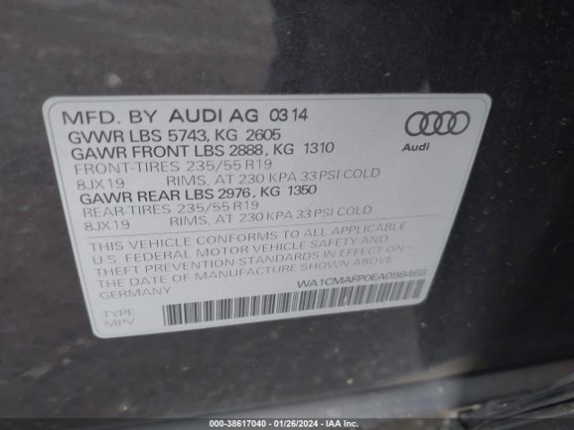 Photo 8 VIN: WA1CMAFP0EA098468 - AUDI Q5 