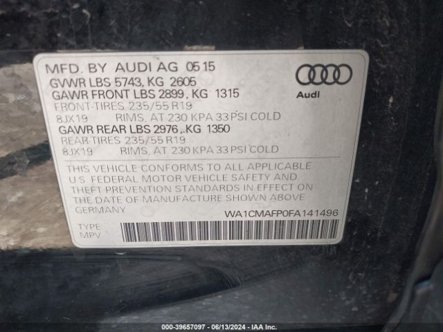 Photo 8 VIN: WA1CMAFP0FA141496 - AUDI Q5 