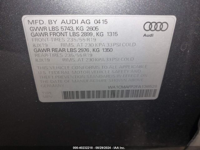 Photo 8 VIN: WA1CMAFP2FA136526 - AUDI Q5 