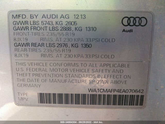 Photo 8 VIN: WA1CMAFP4EA070642 - AUDI Q5 