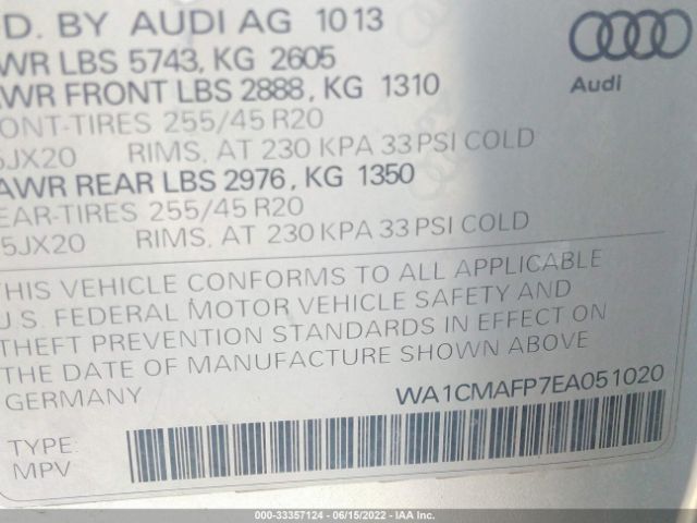 Photo 8 VIN: WA1CMAFP7EA051020 - AUDI Q5 