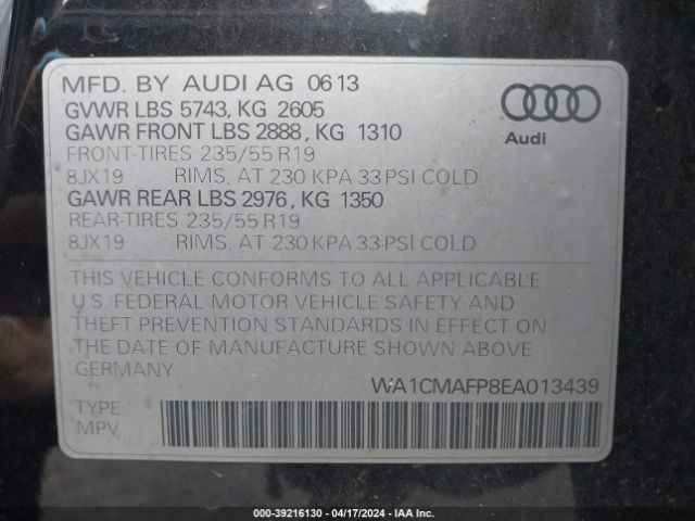 Photo 8 VIN: WA1CMAFP8EA013439 - AUDI Q5 