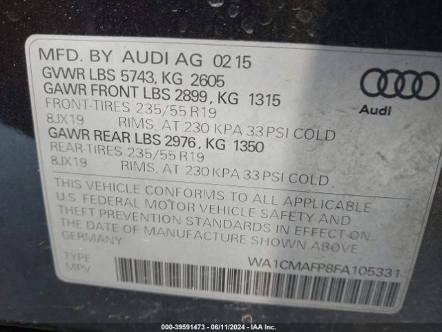 Photo 8 VIN: WA1CMAFP8FA105331 - AUDI Q5 