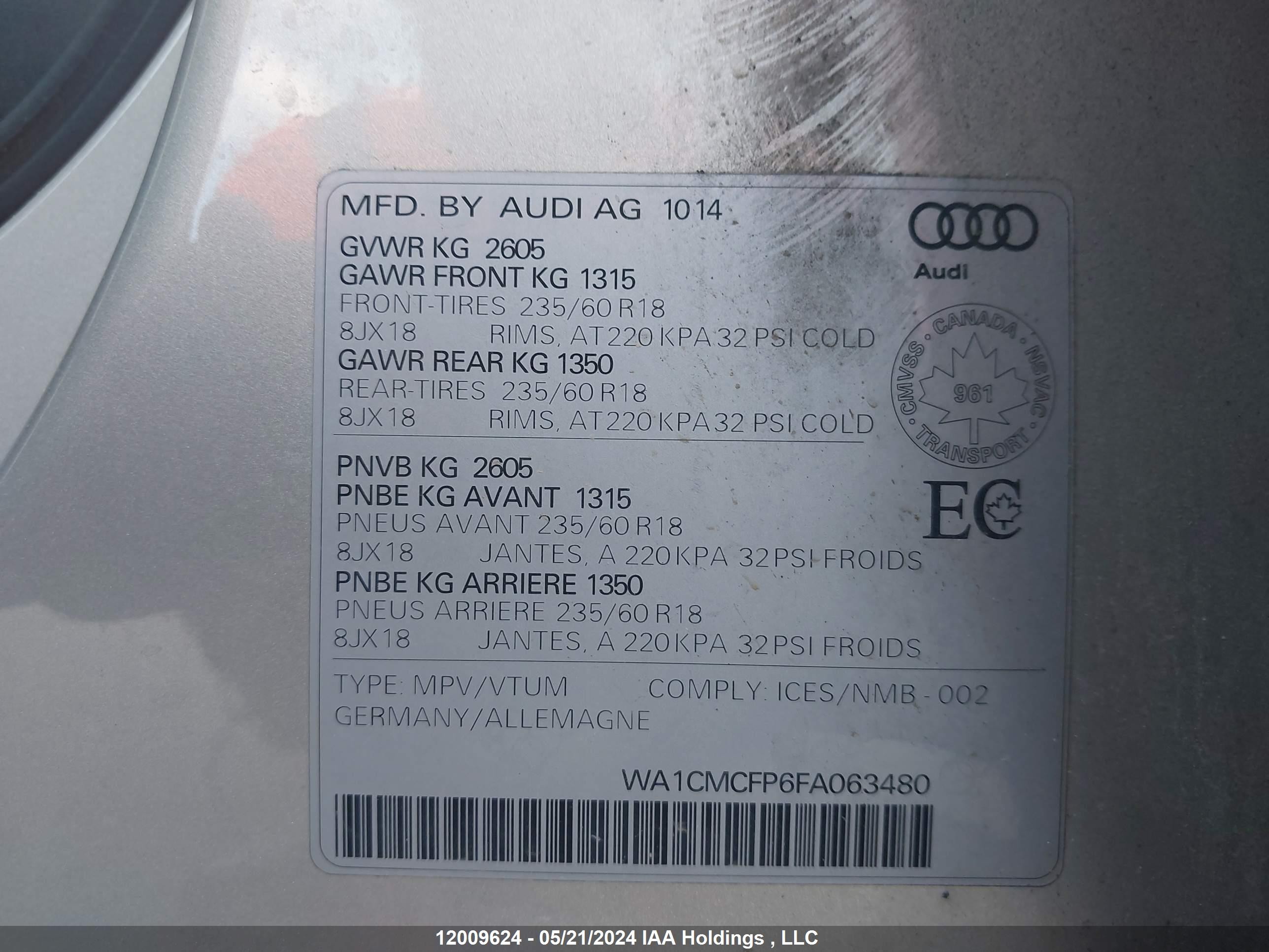 Photo 8 VIN: WA1CMCFP6FA063480 - AUDI Q5 