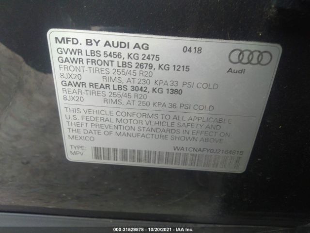 Photo 8 VIN: WA1CNAFY0J2164818 - AUDI Q5 