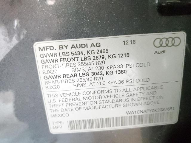 Photo 9 VIN: WA1CNAFY0K2037651 - AUDI Q5 PRESTIG 