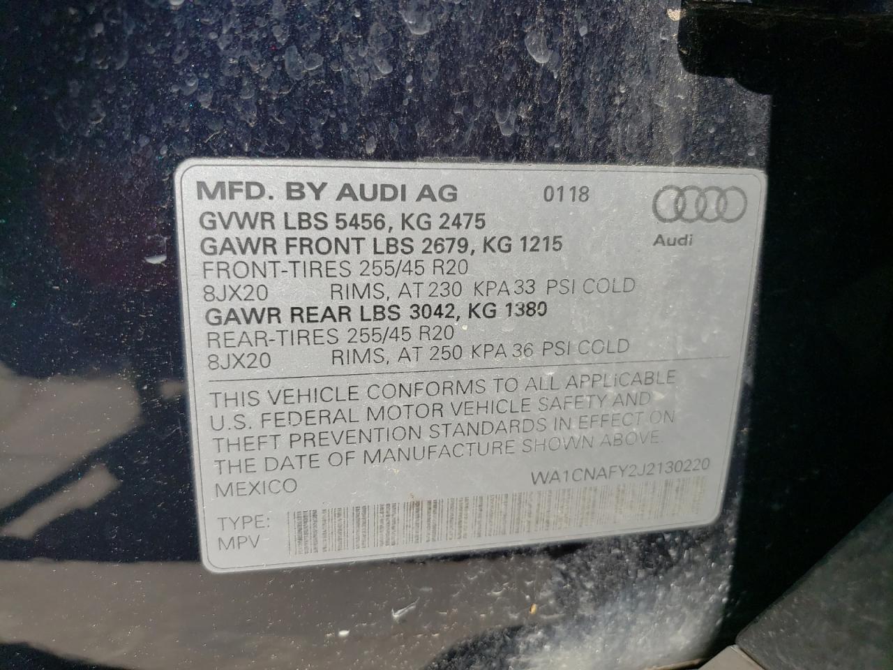 Photo 12 VIN: WA1CNAFY2J2130220 - AUDI Q5 