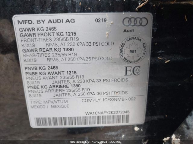 Photo 8 VIN: WA1CNAFY2K2072045 - AUDI Q5 