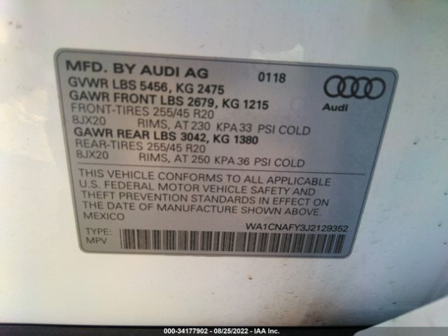 Photo 8 VIN: WA1CNAFY3J2129352 - AUDI Q5 