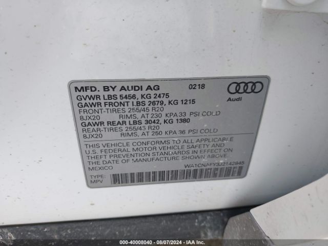 Photo 8 VIN: WA1CNAFY3J2142845 - AUDI Q5 