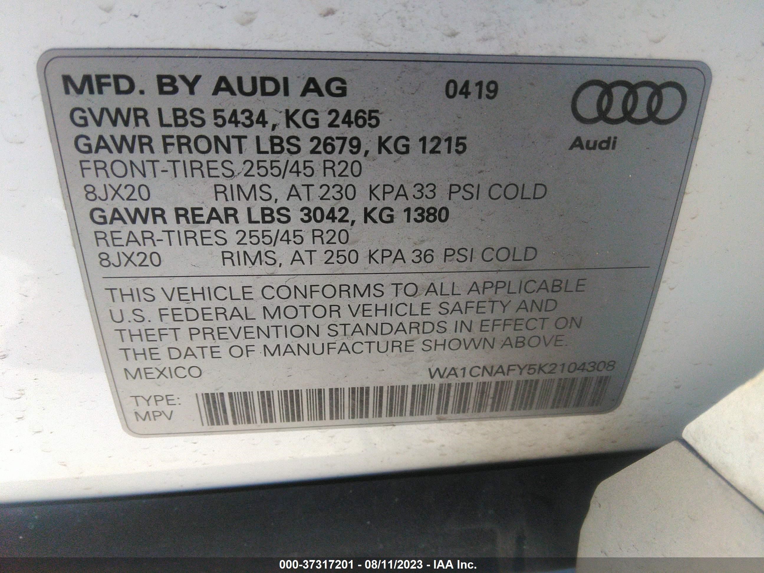 Photo 8 VIN: WA1CNAFY5K2104308 - AUDI Q5 