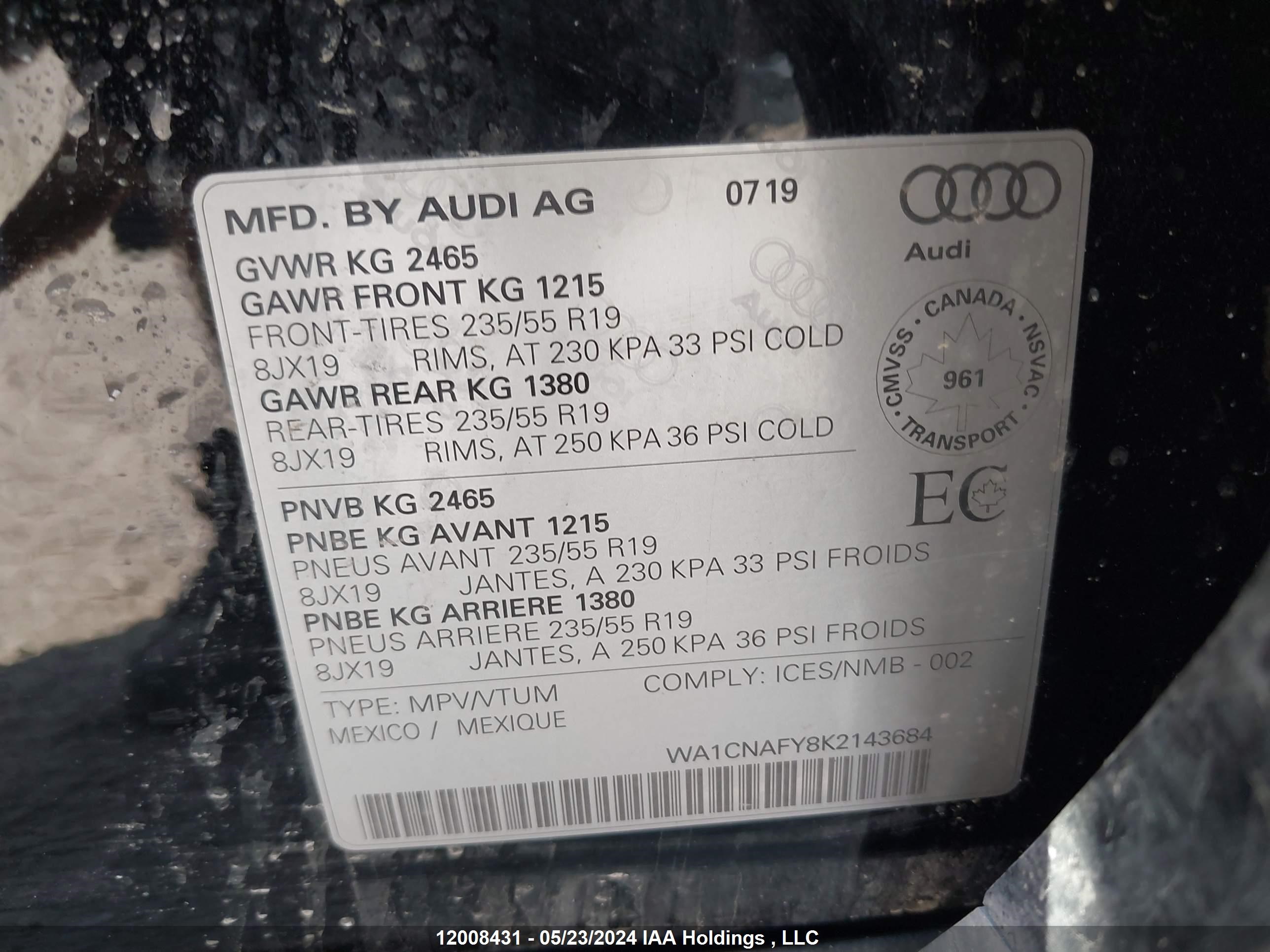 Photo 8 VIN: WA1CNAFY8K2143684 - AUDI Q5 