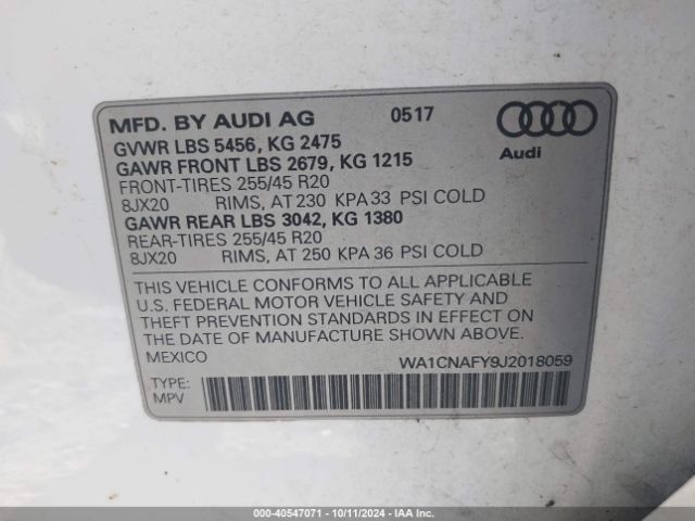 Photo 8 VIN: WA1CNAFY9J2018059 - AUDI Q5 