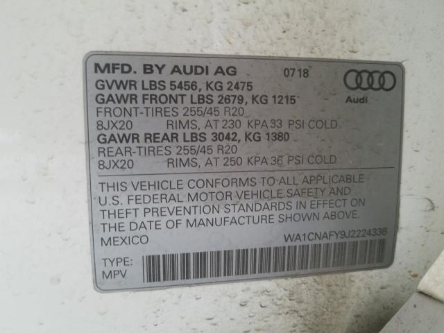 Photo 9 VIN: WA1CNAFY9J2224336 - AUDI Q5 