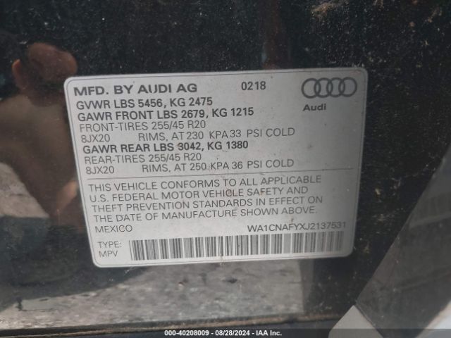 Photo 8 VIN: WA1CNAFYXJ2137531 - AUDI Q5 